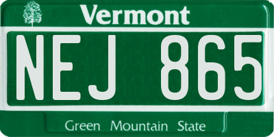 VT license plate NEJ865