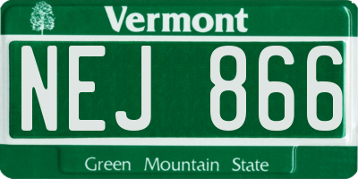 VT license plate NEJ866