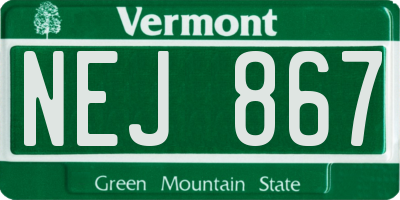 VT license plate NEJ867