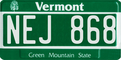 VT license plate NEJ868
