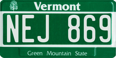 VT license plate NEJ869