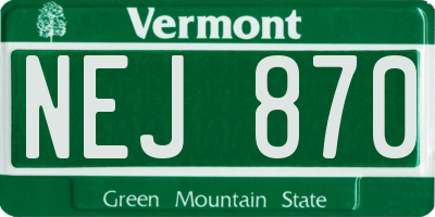 VT license plate NEJ870