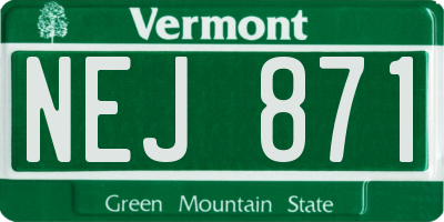 VT license plate NEJ871