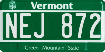 VT license plate NEJ872