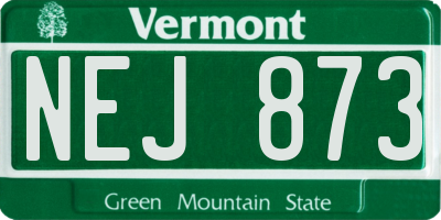 VT license plate NEJ873