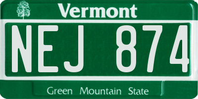 VT license plate NEJ874