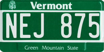 VT license plate NEJ875