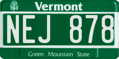 VT license plate NEJ878