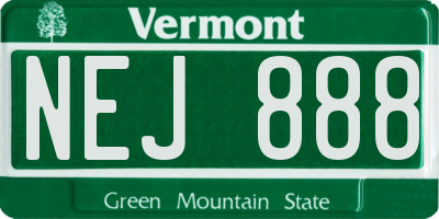 VT license plate NEJ888
