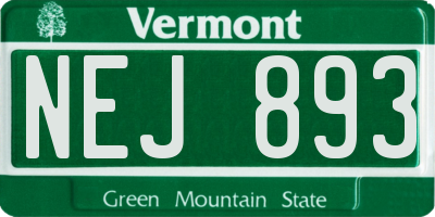 VT license plate NEJ893