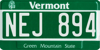VT license plate NEJ894