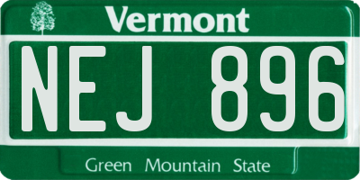 VT license plate NEJ896