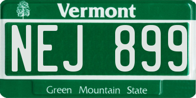 VT license plate NEJ899