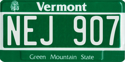 VT license plate NEJ907
