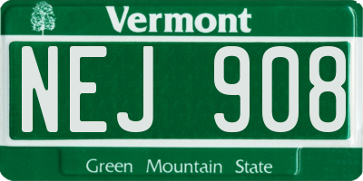 VT license plate NEJ908