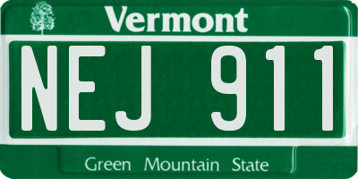 VT license plate NEJ911