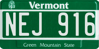 VT license plate NEJ916