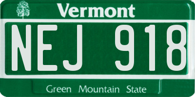 VT license plate NEJ918