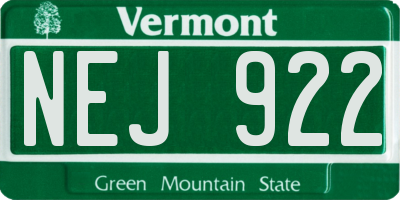 VT license plate NEJ922
