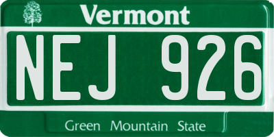 VT license plate NEJ926