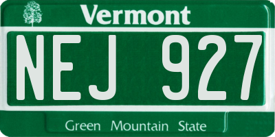 VT license plate NEJ927