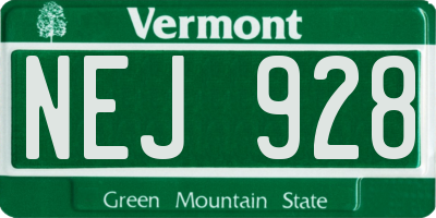 VT license plate NEJ928