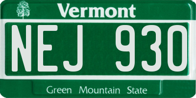 VT license plate NEJ930