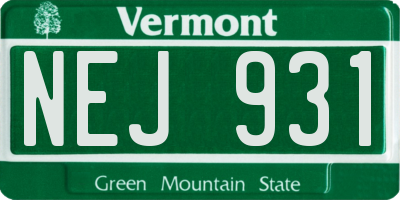 VT license plate NEJ931