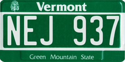 VT license plate NEJ937
