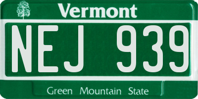 VT license plate NEJ939