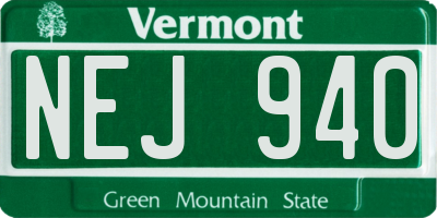 VT license plate NEJ940