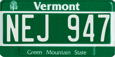 VT license plate NEJ947