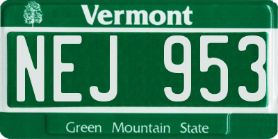 VT license plate NEJ953