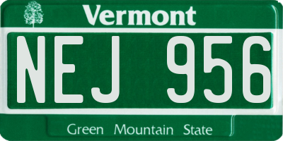 VT license plate NEJ956