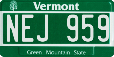 VT license plate NEJ959