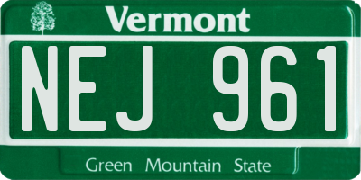VT license plate NEJ961