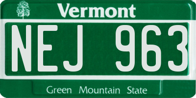 VT license plate NEJ963