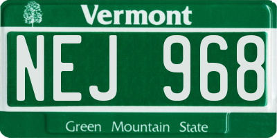 VT license plate NEJ968