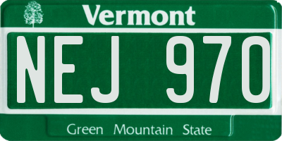 VT license plate NEJ970