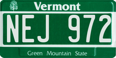 VT license plate NEJ972