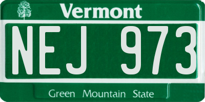 VT license plate NEJ973