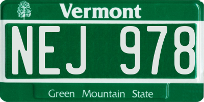 VT license plate NEJ978