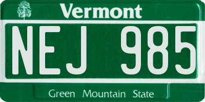 VT license plate NEJ985