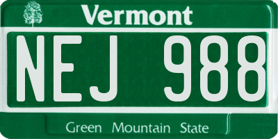 VT license plate NEJ988