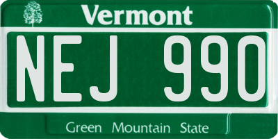 VT license plate NEJ990