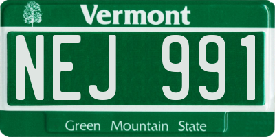 VT license plate NEJ991