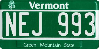VT license plate NEJ993