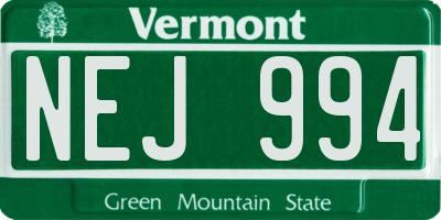VT license plate NEJ994