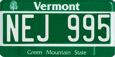 VT license plate NEJ995