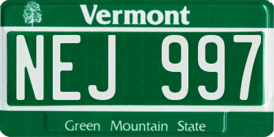 VT license plate NEJ997
